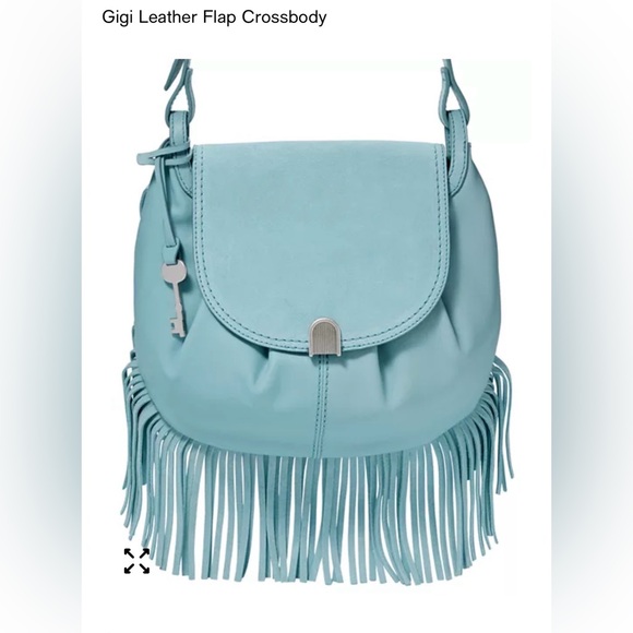 Fossil Handbags - Fossil Gigi Leather Flap Crossbody in a turquoise or light blue color